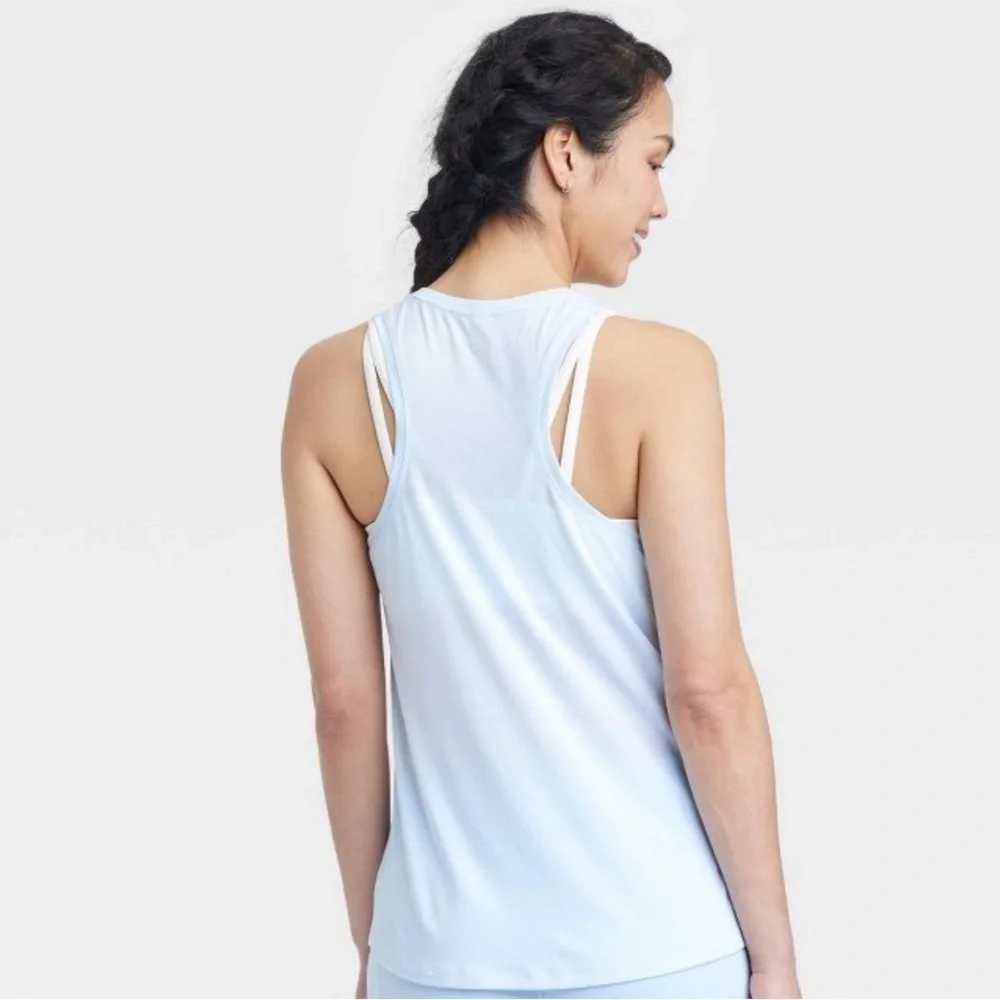 All in Motion Blue Relaxed Razorback Tank Top NWT